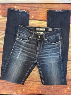 BKE Men's Bootcut Jeans in Dark Blue with Faded Wash